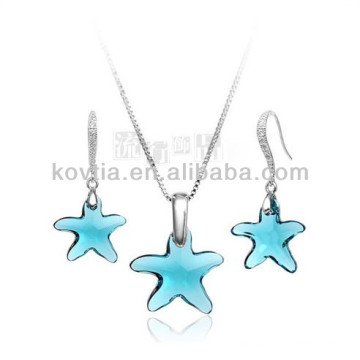 Cute five-pointed star crystal jewelry set for girls